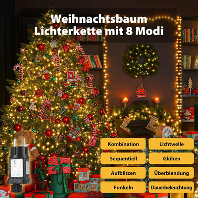 SALCAR 26m 360er LED Lichterkette Weihnachtsbaum (23m Lichterkette + 3m Stromkabel), 31V Christbaumb