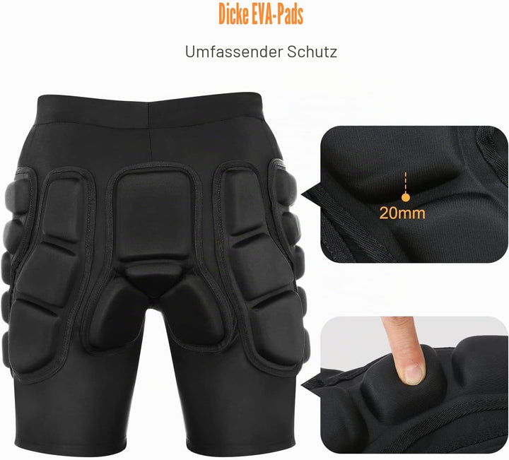 Schützende gepolsterte Shorts, 3D-Schutz, Kurze Hose, Hüftpolster-Kompressionsshorts, Aufprallshorts