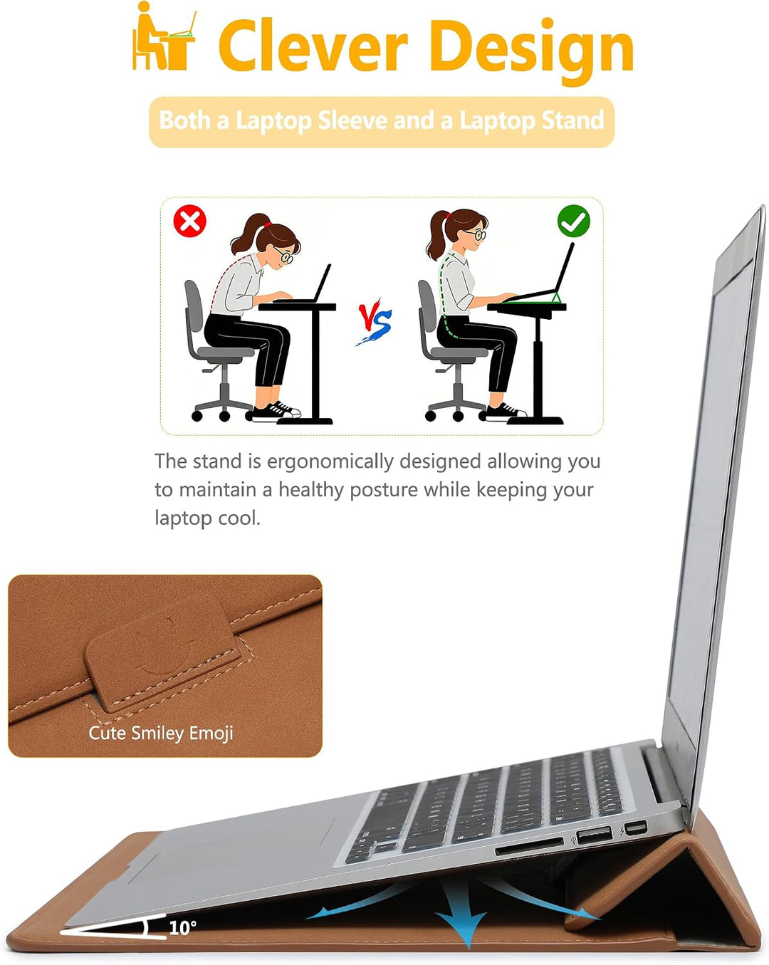 HYZUO 13 Zoll Laptop Hülle mit Standfunktion für 2026-2018 MacBook Air 13 M5 M4 M3 M2 M1, 2026 13" M