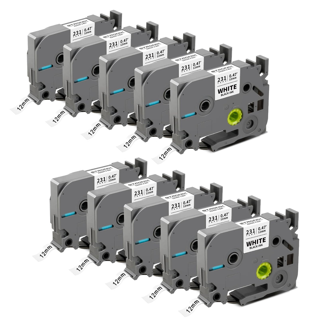 10x Kompatibel für Brother P-Touch Bänder 12mm TZe-231 TZ-231 Ub-231 Etikettenband für P-Touch Broth