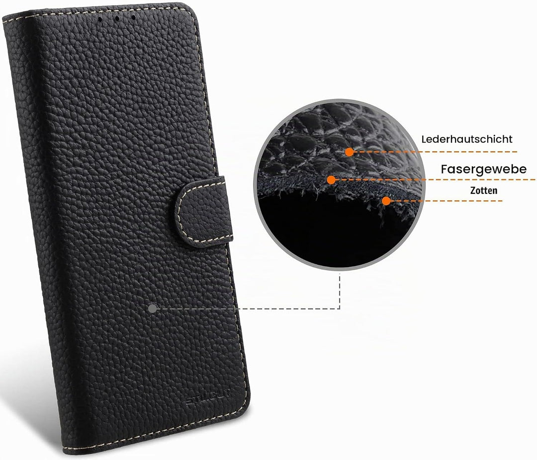 STILGUT Talis kompatibel mit Samsung Galaxy S23 Plus Hülle mit Kartenfach aus Leder, Wallet Case, Le