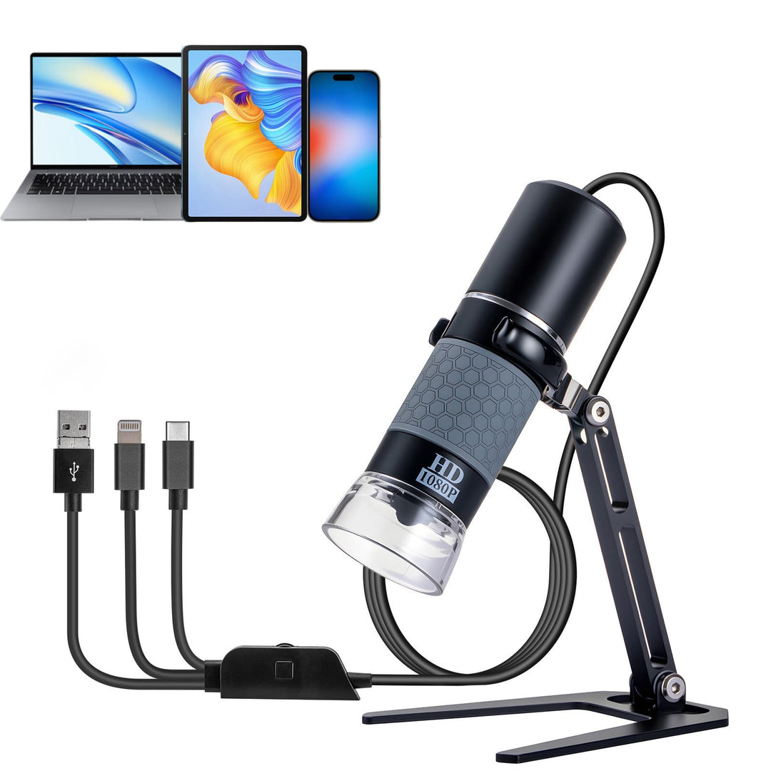 1080P Handheld Digital Mikroskop, Tragbares USB-Mikroskop mit 50-1000X Vergrösserung und Verstellbar