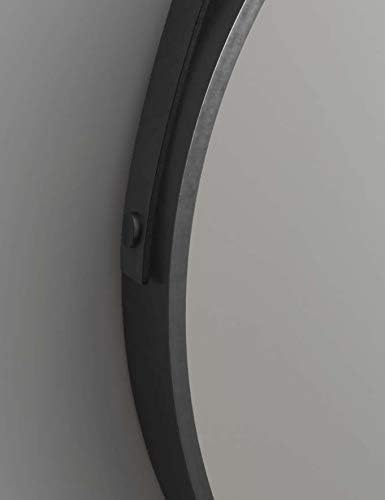 Talos Golden Style runder Spiegel Ø 55 cm - Wandspiegel mit Aufhängeband in Lederoptik - Rundspiegel