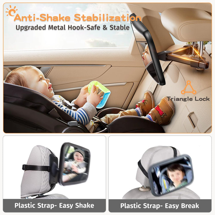 Spiegel Auto Baby Rückbank Rueckspiegel - Autospiegel Baby Rücksitz mit Haken Clip, 100% Bruchsicher