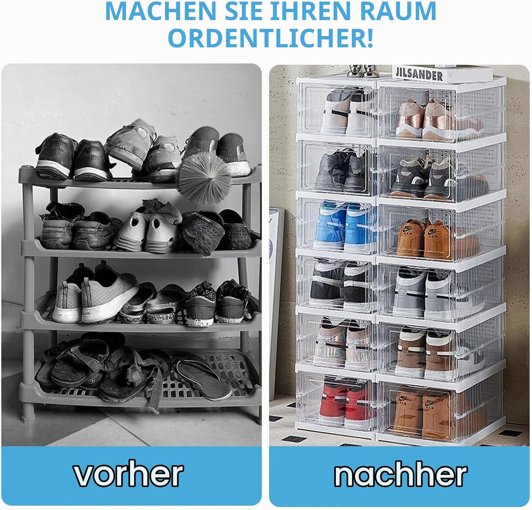 Schuhkarton - Transparenter, faltbarer Schuhkarton - Stapelbarer und platzsparender Kunststoff-Schuh