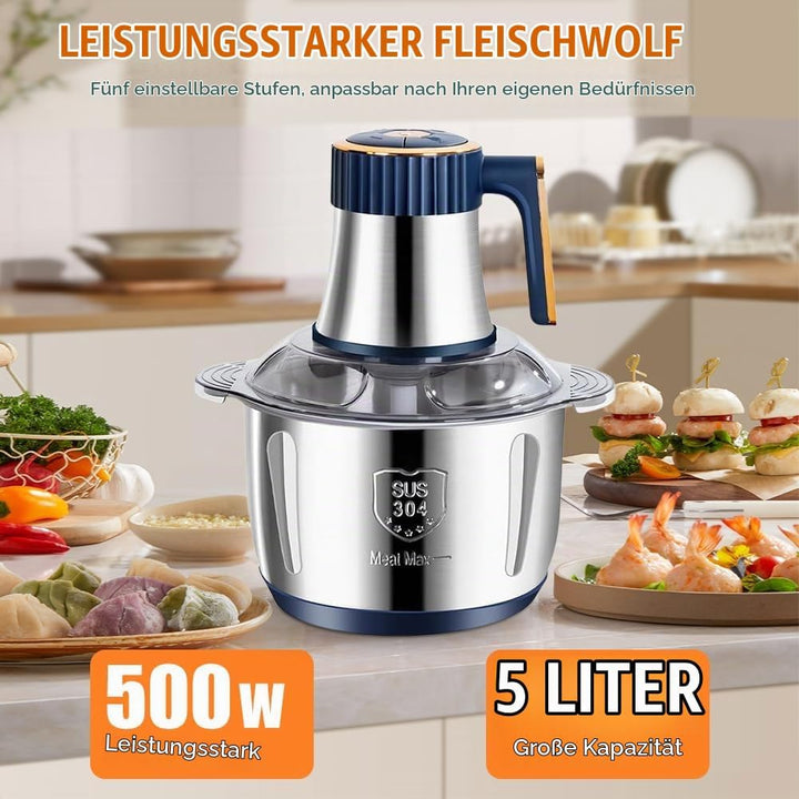 Zerkleinerer Küche Elektrisch, 500W Multizerkleinerer Elektrisch, 5L Universalzerkleinerer mit 5 Ges