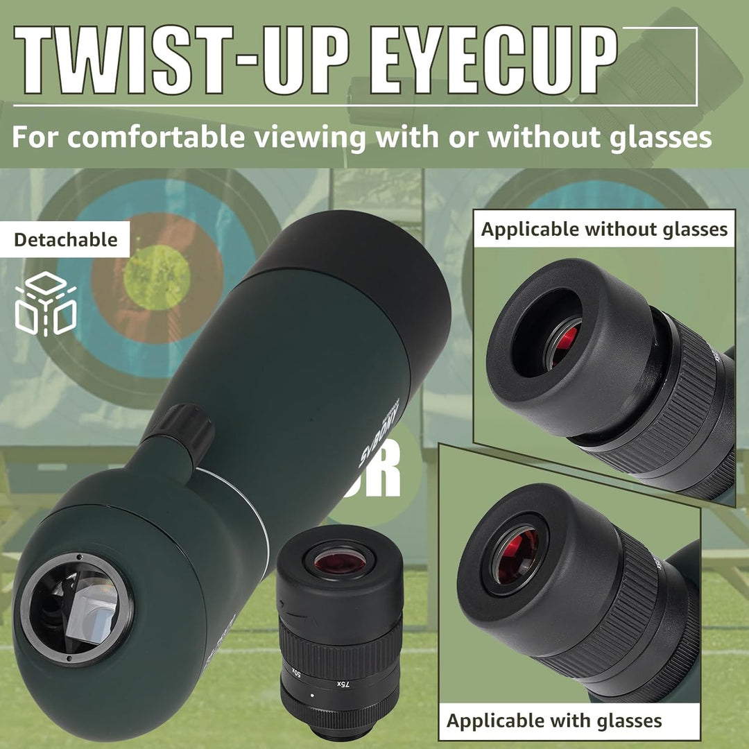 Svbony SV28PLUS Spektiv für Zielschiessen, 25-75×70mm BAK4 A5 Weinrotes FMC Objektiv, Spektive mit T