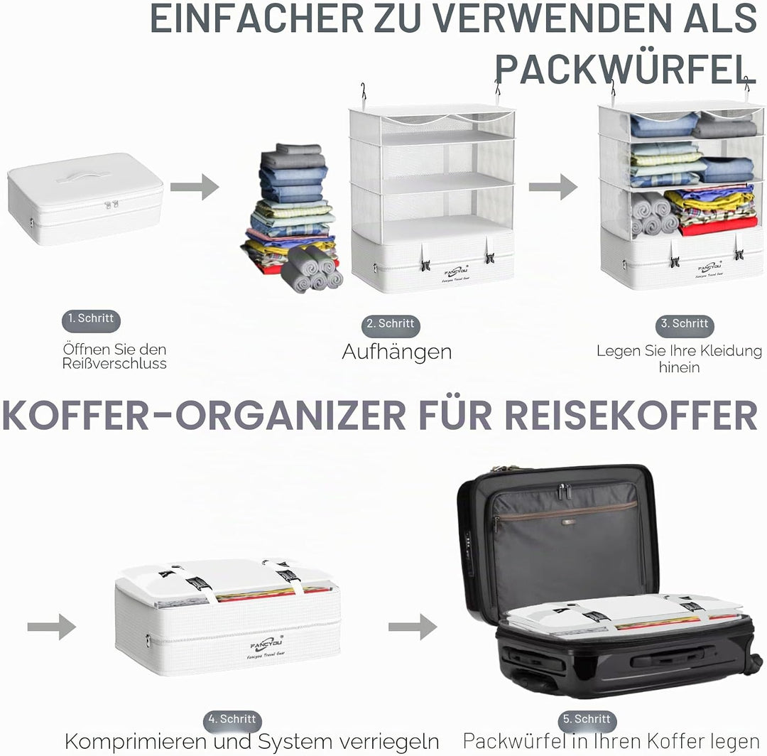 Koffer Organizer Hängende Verpackung Würfel Tragbare Schrank Regale Kompressive Reisegepäck Essentia