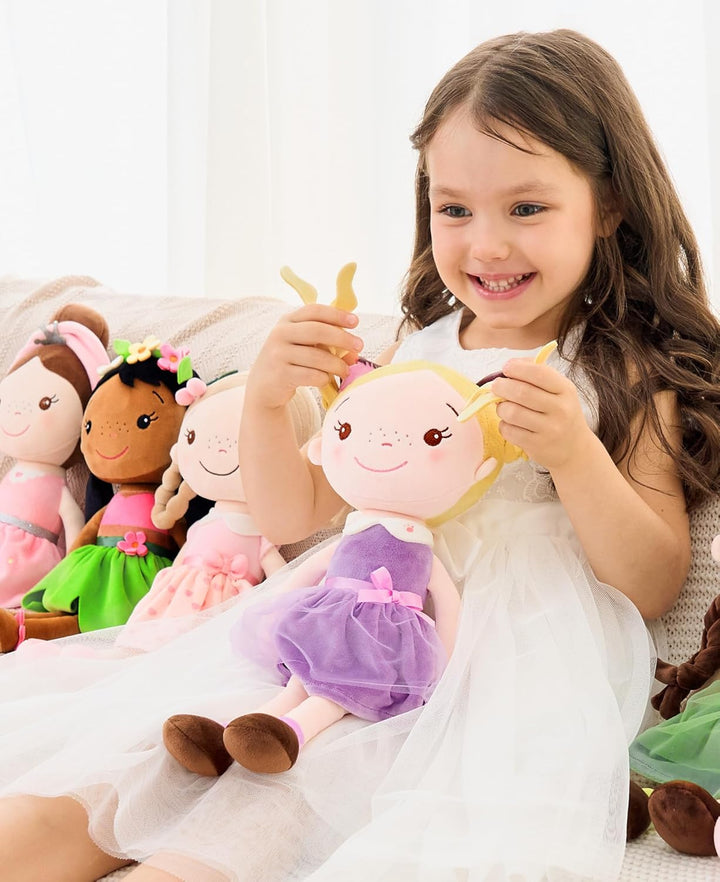 GAGAKU Weiche Stoffpuppe 40cm Schutzengel Puppen, Taufgeschenk für Baby Mädchen Kuscheltier Glücksbr