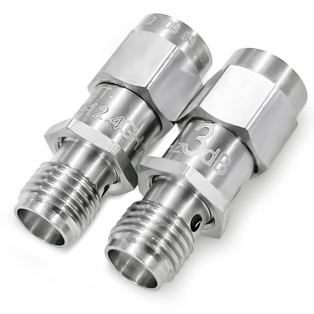 2PCS RF Koaxial-Dämpfungsgerät, 12.4GHz 3dB 2W 50Ohm SMA Stecker auf SMA Buchse Fester Dämpfungsregl