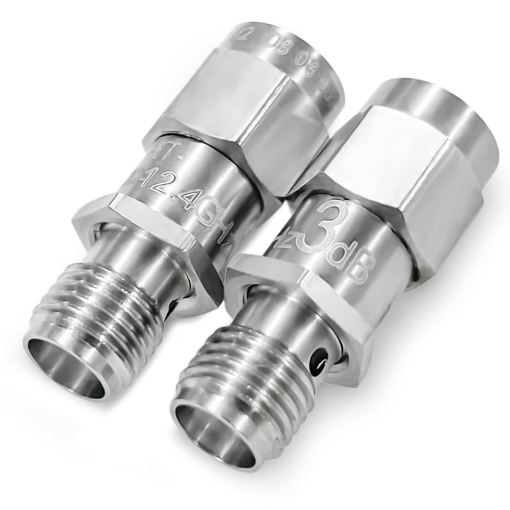 2PCS RF Koaxial-Dämpfungsgerät, 12.4GHz 3dB 2W 50Ohm SMA Stecker auf SMA Buchse Fester Dämpfungsregl