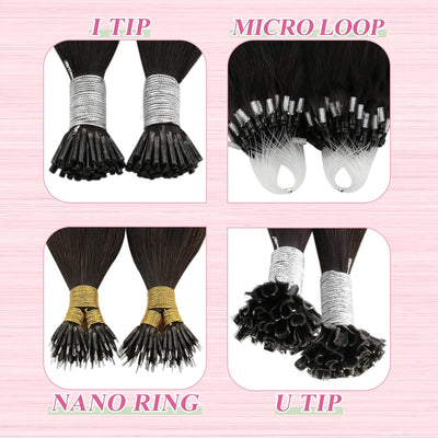 YoungSee Bonding Extensions Echthaar Braun Ombre 40cm Keratin Bondings Echthaar Dunkelbraun und Mitt
