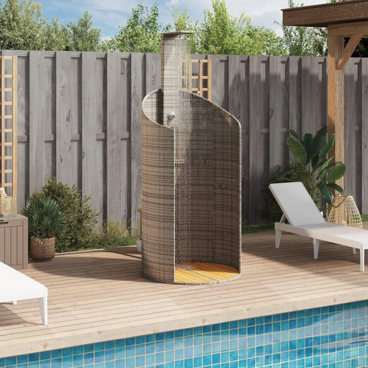 Cozynest Gartendusche Grau 100x100x241,5 cm Poly Rattan Akazienholz, Grau