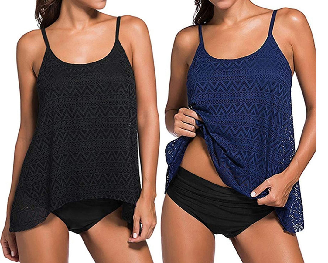Octopus Figurumspielende Bademode im Oversize Look 3tlg. Tankini Set mit Slip f5685 64 Tankini Schwa
