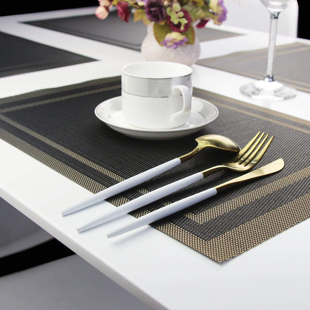 Eageroo PVC Platzsets(6er + Tischläufer),Platzdeckchen Tischsets Tischmatte Abwaschbar Abgrifffeste