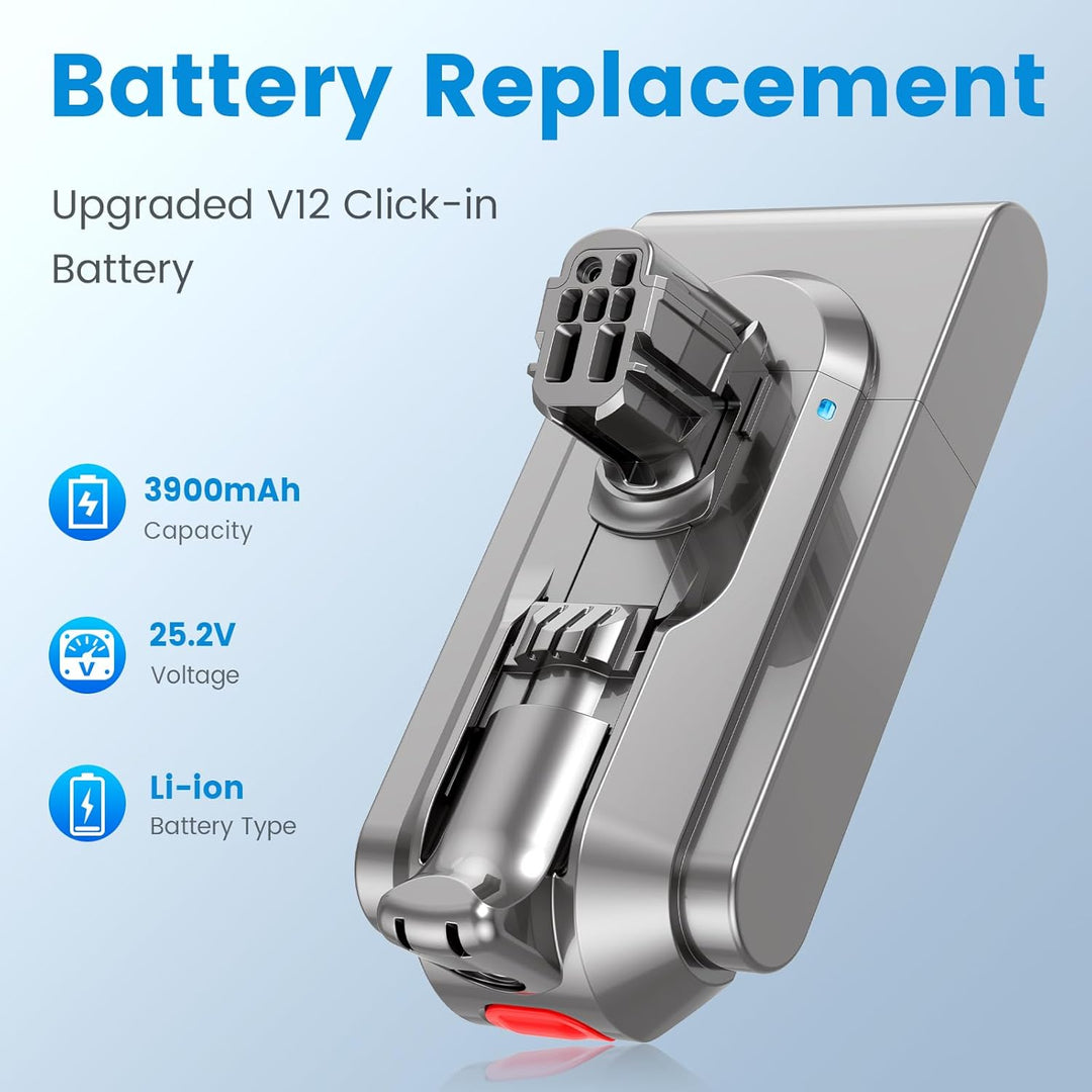 Click-In-Typ 3900mAh V12 Akku für Dyson, ASUNCELL 25,2V Ersatzakku für V12 Detect, V12 Detect Absolu
