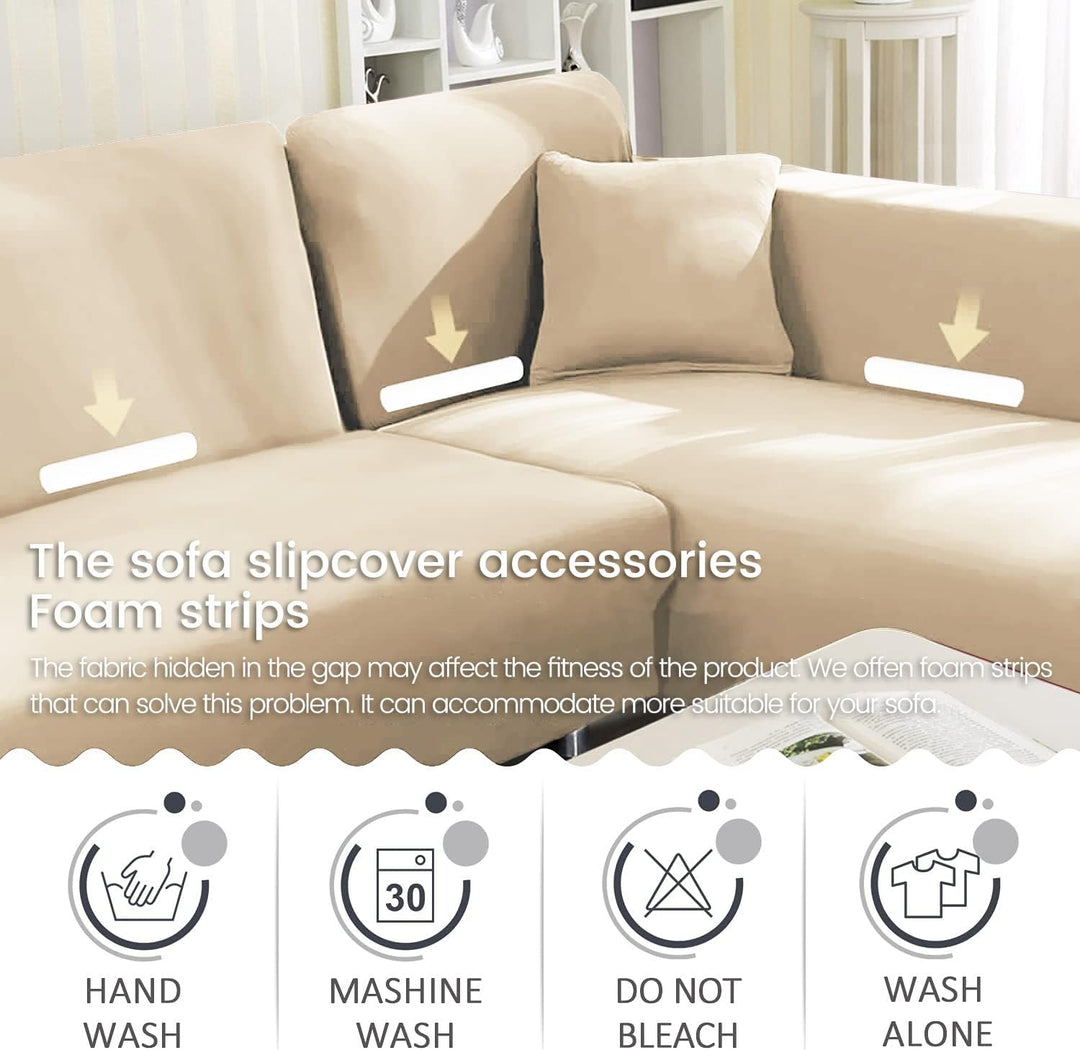 ShowyLive Sofa Überzug Couch Überzug 2er Set für Ecksofa L-Form Sofabezug 3 Sitzer+3 Sitzer, mit 2 S