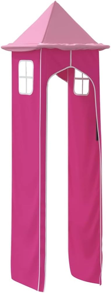 vidaXL Vorhänge für Hochbett mit Tunnel und Turm Rosa, Rosa