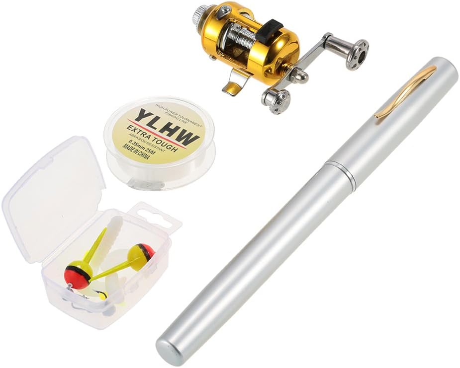 Lixada Mini Angel Reel Combo Kit, Pen Angelrute + Fishing Wheel + Angelschnur + Weiche Köder + Hooks