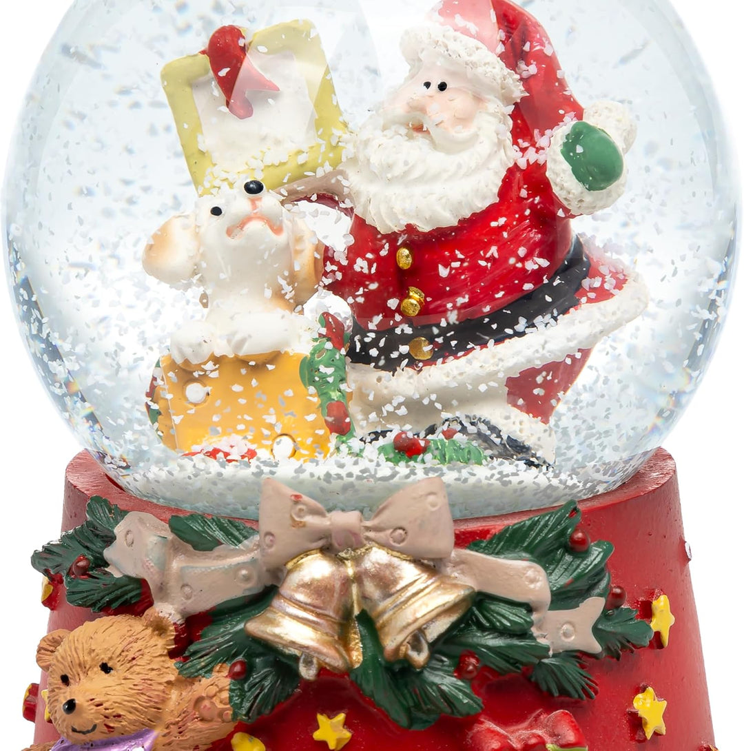 SIKORA SK32 Mittelgrosse Glas Deko Schneekugel Weihnachtsmann mit Hund Weihnachtsdeko D:65mm, Weihna