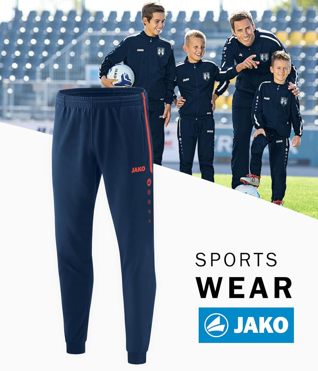 JAKO Herren Jacke Competition 2.0, royal/marine, XXL, 9318 L Navy/Flame, L Navy/Flame