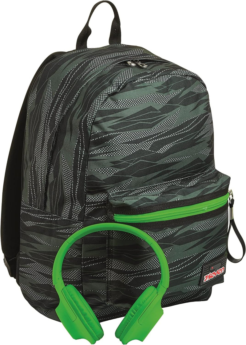 Seven School Backpack, Imusicpack, inklusive Soft-Touch-Kopfhörern, Öko-Material, Unisex, Kinder und