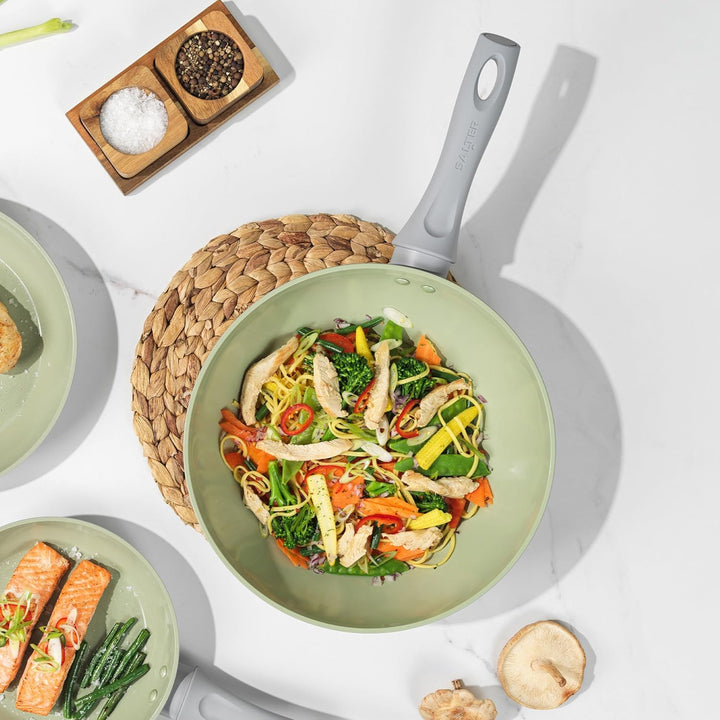Salter BW09285 Earth Wokpfanne Induktion 28cm, grosser Wok mit rundem Boden, hohem Rand zum Kochen,