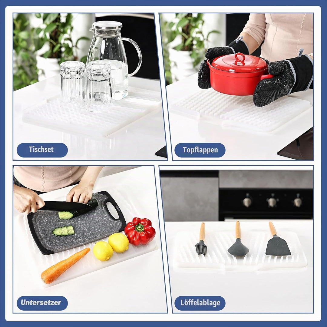 Abtropfmatte Ohne Falten 40x33x1.5cm | Silikon Abtropfmatte Geschirr für die Küche Spüle | Schrägdes