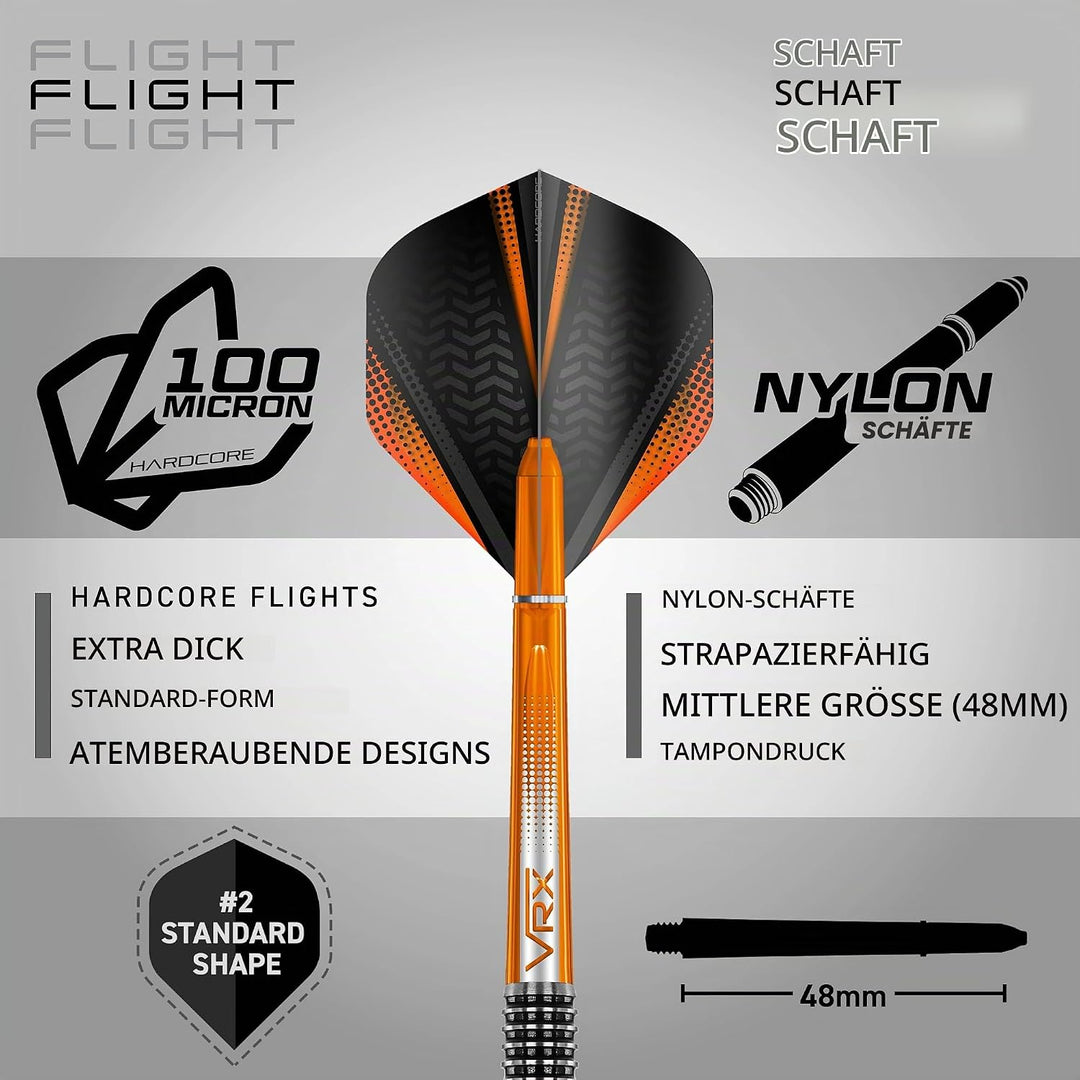 RED DRAGON Amberjack Series Steel Profi Dartpfeile Steeldarts Set mit Flights und Schäfte 22.0 Gramm