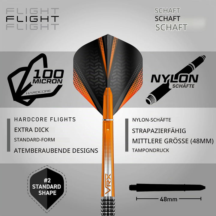 RED DRAGON Amberjack Series Steel Profi Dartpfeile Steeldarts Set mit Flights und Schäfte 22.0 Gramm