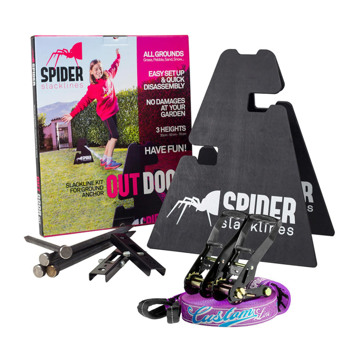 Outdoor-Kit Custom Slackline für Anfänger - für den Einsatz im Freien ohne Bäume - Enthält: 1 indivi