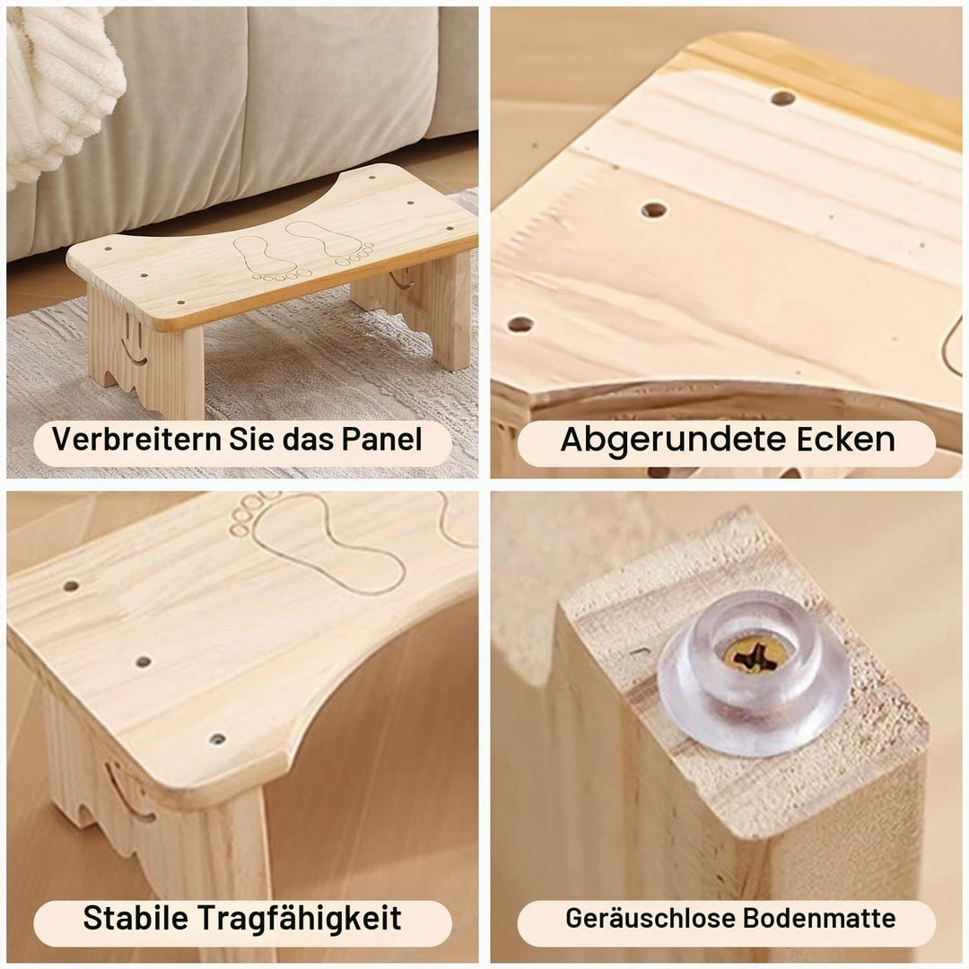 Toilettenhocker aus Holz für Erwachsene, Rutschfester Fussbank, Ergonomischer WC Hocker für Badezimm