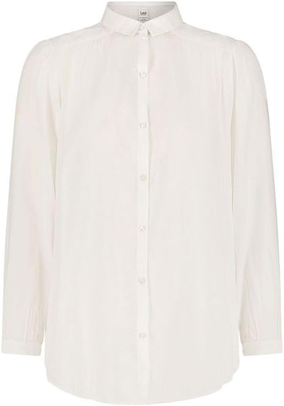 Lee Damen Shirred Blouse Shirt, Bright White