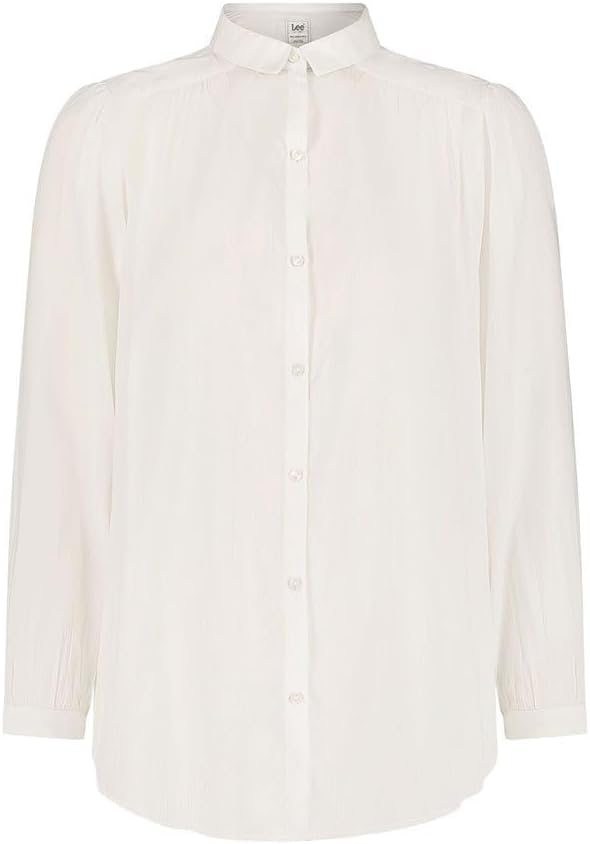 Lee Damen Shirred Blouse Shirt, Bright White