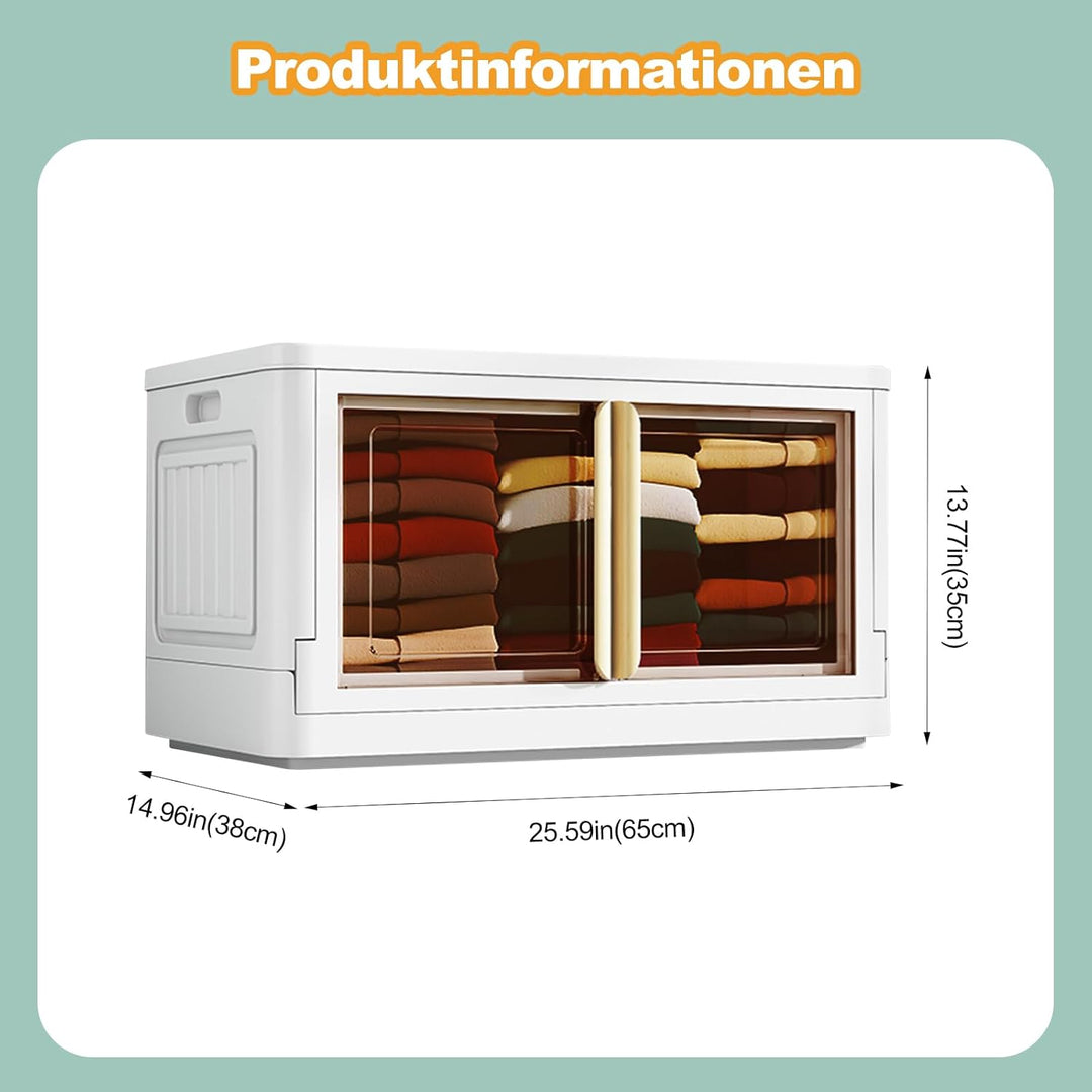 Ergocar Faltbare Kunststoff Aufbewahrungsbox, Stapelbare Aufbewahrungsbox mit Deckel und Rollen, Dop