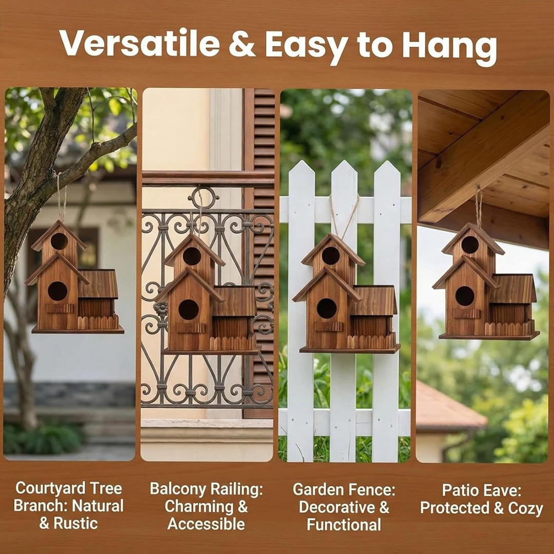 Eichhörnchen-Futterspender – Dreiraum-Design Holz Outdoor Futterstation | Holz Eichhörnchen Haus mit