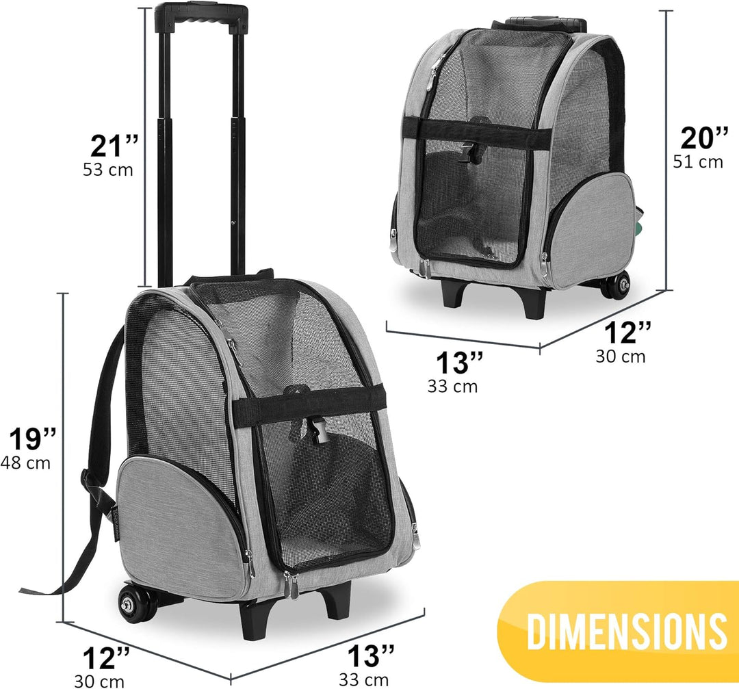 KOPEKS Deluxe-Rucksack/Reisetasche für Haustiere mit Doppelrollen, Medium, grau grau Medium, grau Me