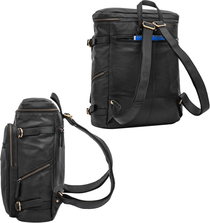 STILORD 'Alvar' Businessrucksack Herren Leder mit Laptop-Fach bis 15,6' Studenten-Rucksack Laptopruc