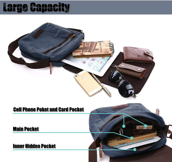 LOSMILE Herren Umhängetaschen, Leinwand Schultertaschen, Laptoptasche,Schulranzen, für Schule und Ar