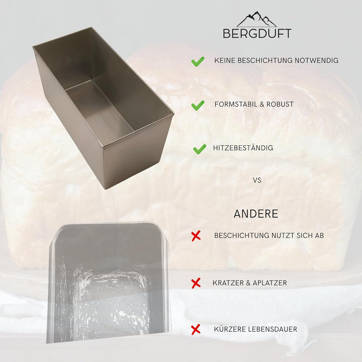 Toastbrotform aus Edelstahl mit Deckel – Kastenform für Brot & Sandwich – ohne Beschichtung, spülmas