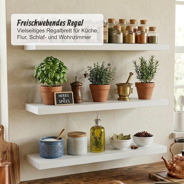 Relaxdays Wandregal, 3er Set, HxBxT: 4 x 100 x 23 cm, Holzoptik, Metall, Wandbretter für Wohnzimmer,
