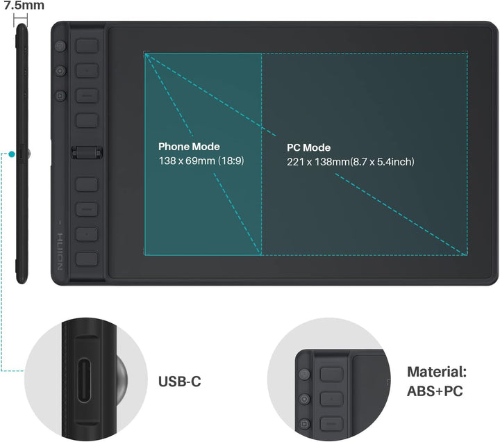 HUION H951P Zeichentablet mit 8 programmierbaren Express-Tasten, Schwarz