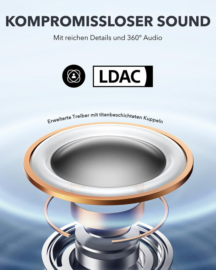 soundcore by Anker Open-Ear Kopfhörer AeroFit Pro, 46h Akku, Intensiver Sound LDAC, Ultra leicht, Be