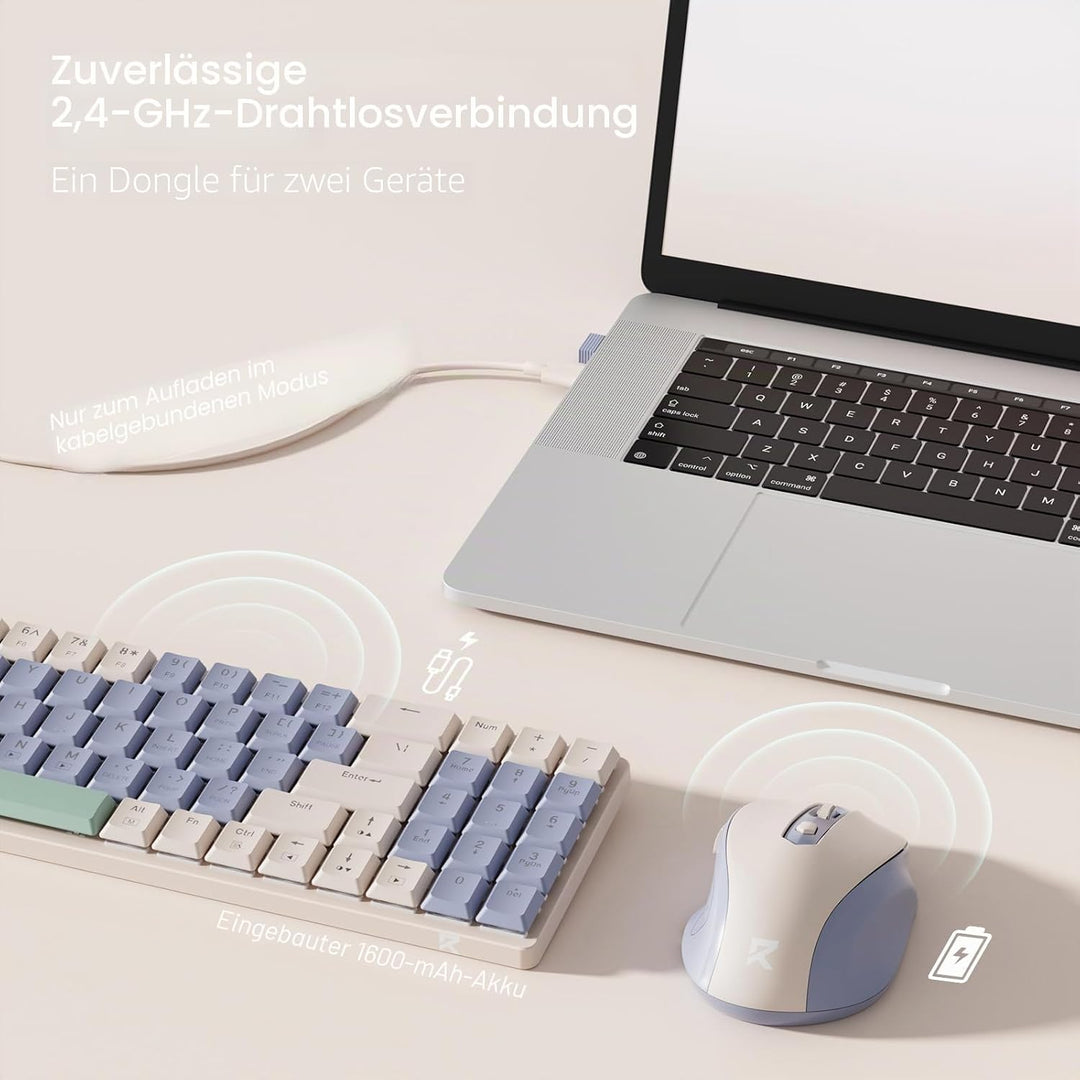 Redragon BS135 Kabellose Tastatur- und Mauskombination, 75% 78 Tasten, 2,4 GHz Tastatur mit niedrige