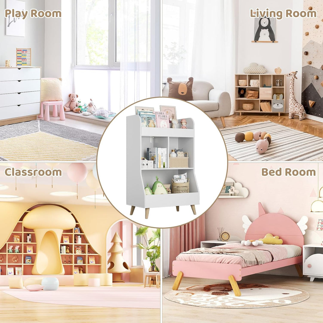 MAMIZO Kinderregal,Bücherregal Kinder,Spielzeugregal,Kinderzimmerregal,Spielzeug Aufbewahrung,Montes