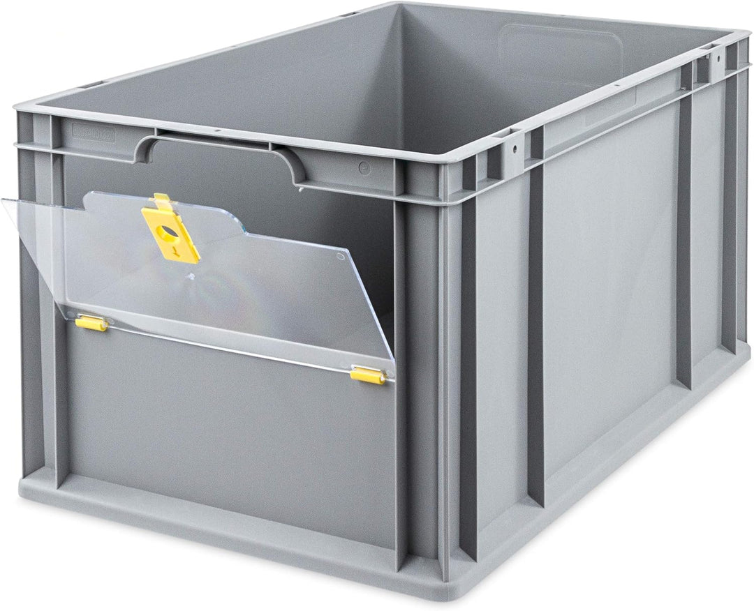 aidB Eurobox NextGen Insight Cover gelb, 600x400x320 mm, Cover hoch, robuste Regalbox mit Entnahmeöf