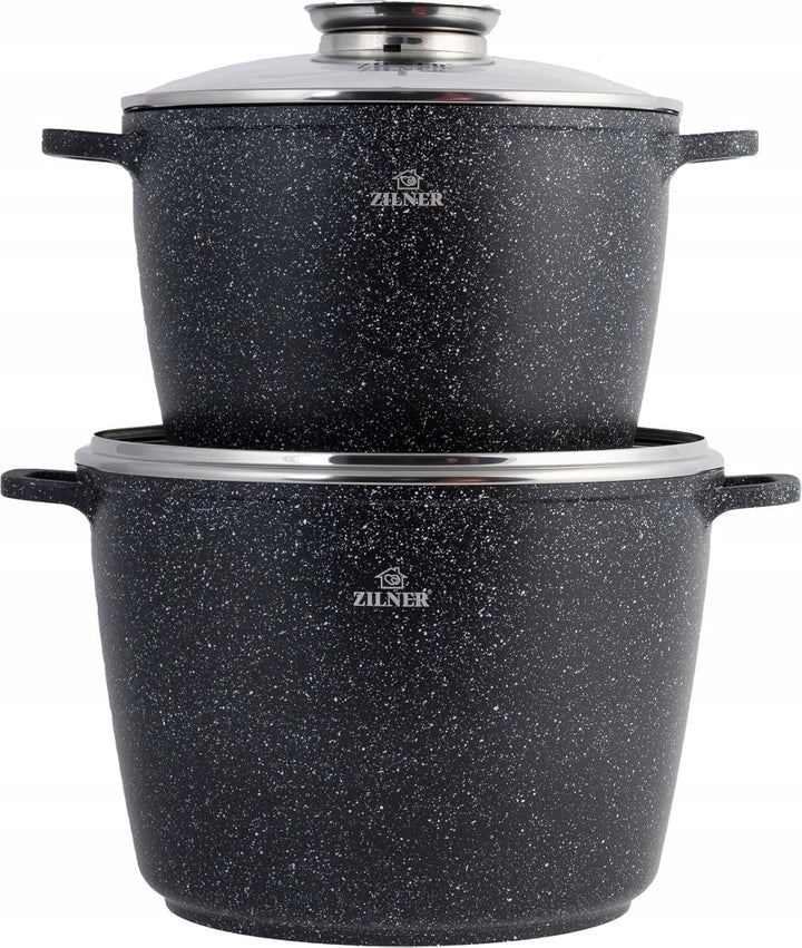 Zilner Set aus zwei grossen marmorierten Töpfen 6,2L/10,2L induktions Töpfe Set,Kochtöpfe, Töpfe Ind