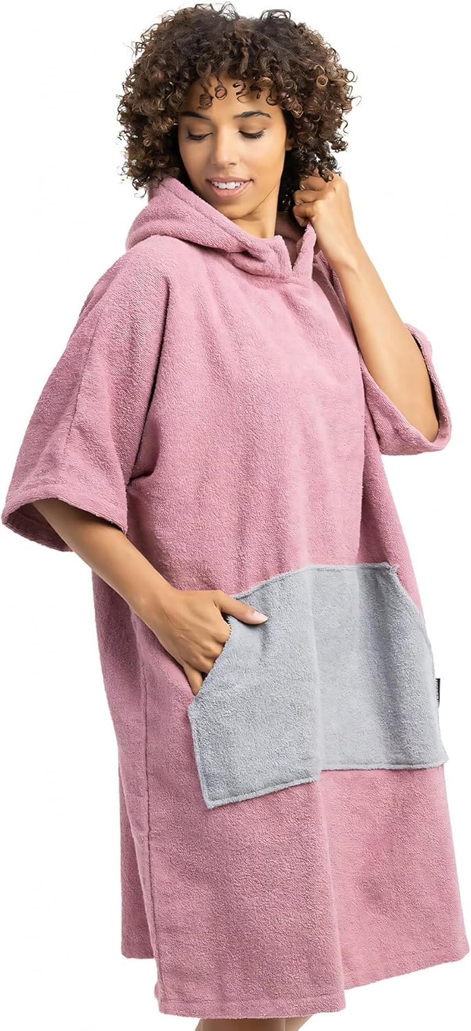 HOMELEVEL Badeponcho Unisex - Surf Poncho aus 100% Baumwolle - Tuch für Erwachsene - Bademantel für