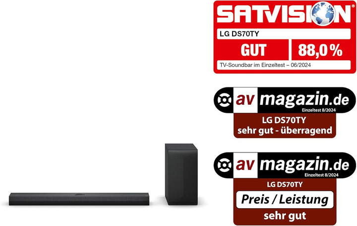 LG DS70TY 3.1.1 Dolby Atmos Soundbar (400W) mit kabellosem Subwoofer (eARC, HDMI, Optisch, Bluetooth