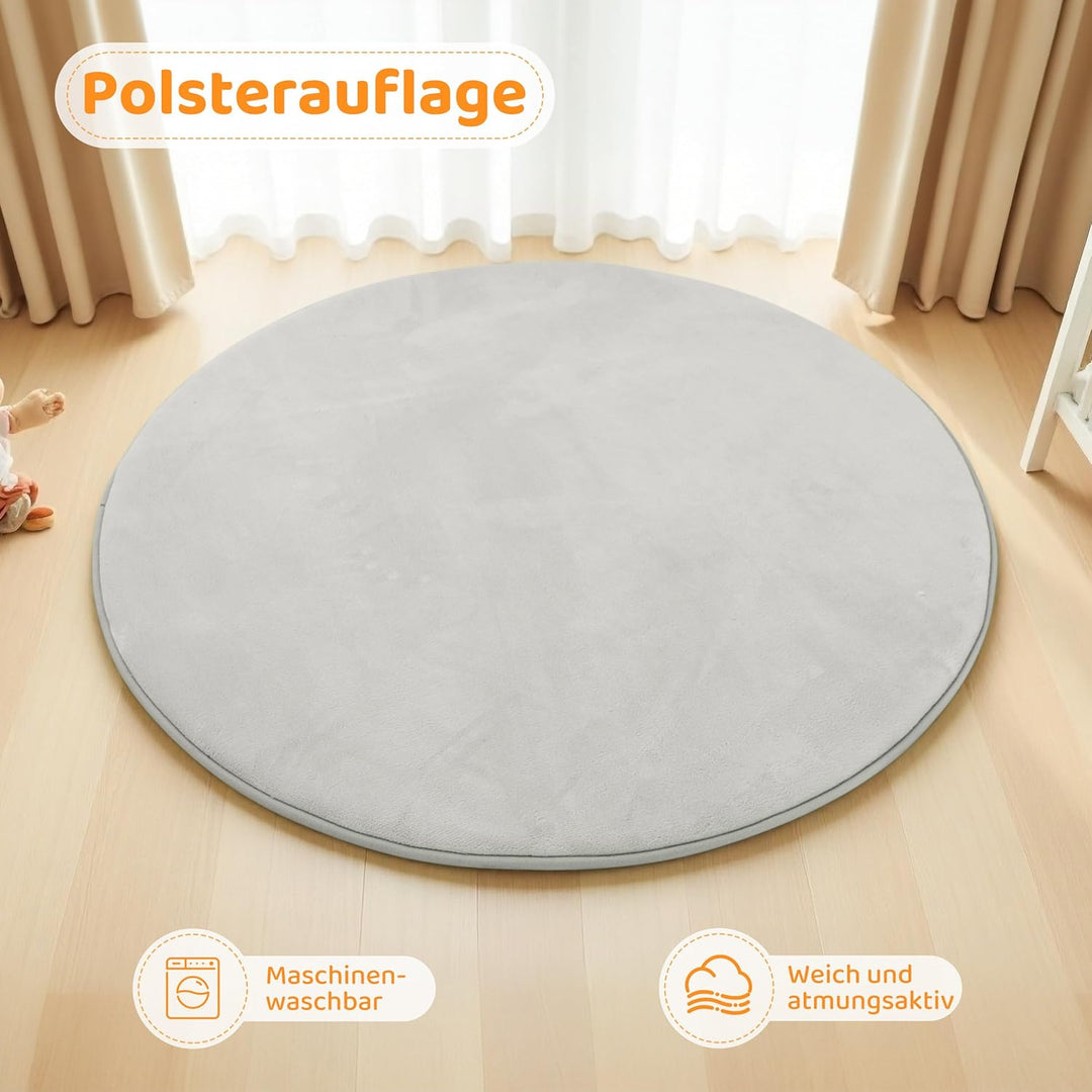 BYBYME 3cm Dicke Faltbare Krabbelmatte Baby, Ø120cm Spielmatte mit Rutschfester Unterseite, Weiche B